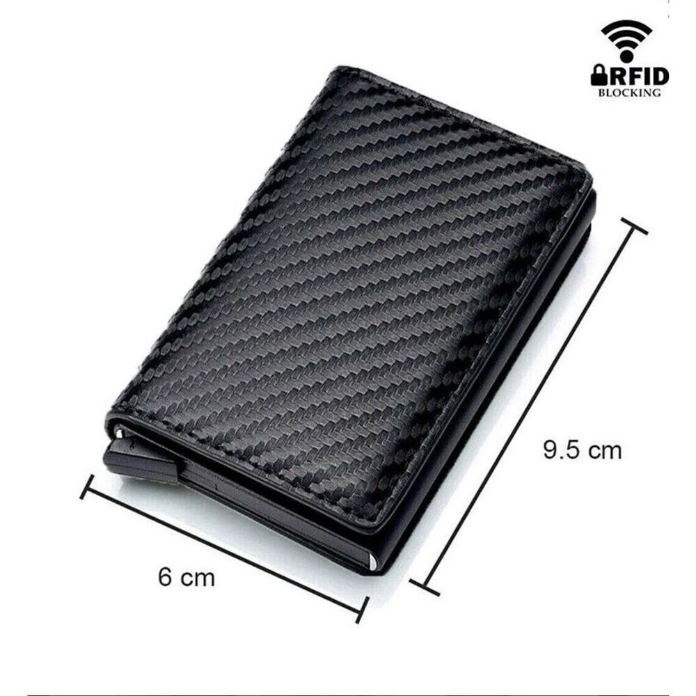 Wallet Leather RFID Blocking Slim Pop Up Card Case Minimalist New In Box Black